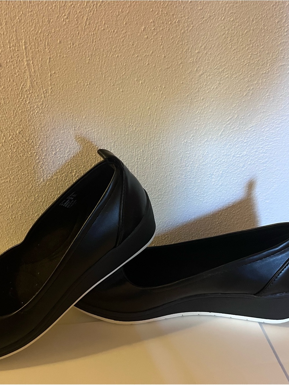 Time and Tru Black Slip-On Casual Flats with White Trim